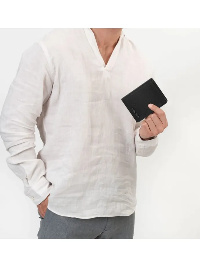 Geldbörse RFID Leder 9,5 cm ausklappbar in black