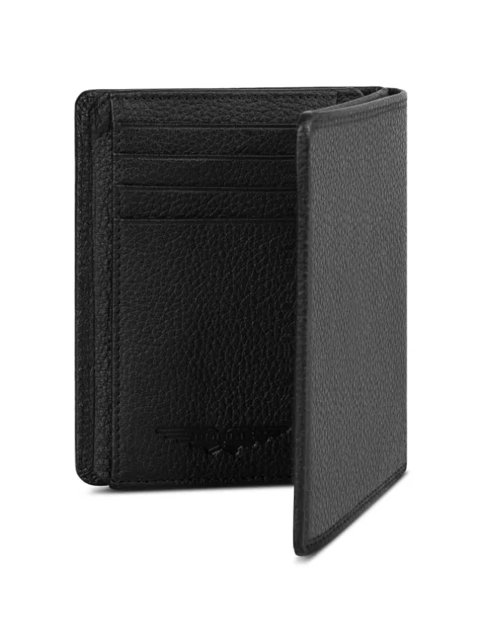 Geldbörse RFID Leder 9,5 cm ausklappbar in black