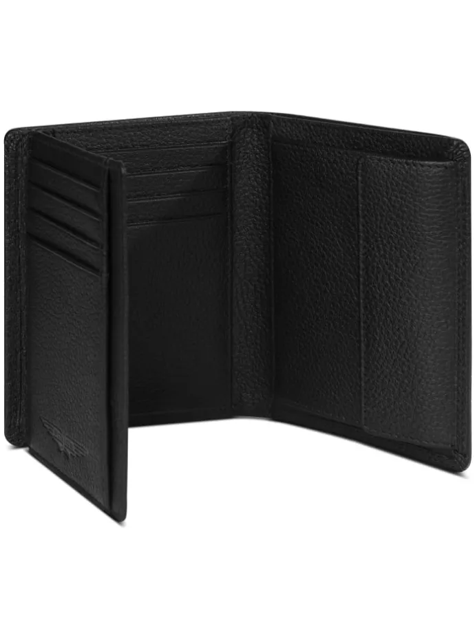 Geldbörse RFID Leder 9,5 cm ausklappbar in black