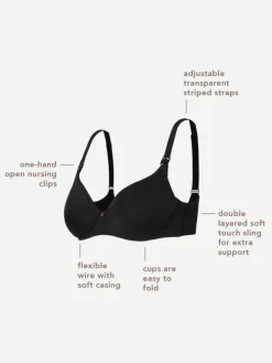 Gepolsterter Still-Bh Spacer Stripe Nursing Bra in Black