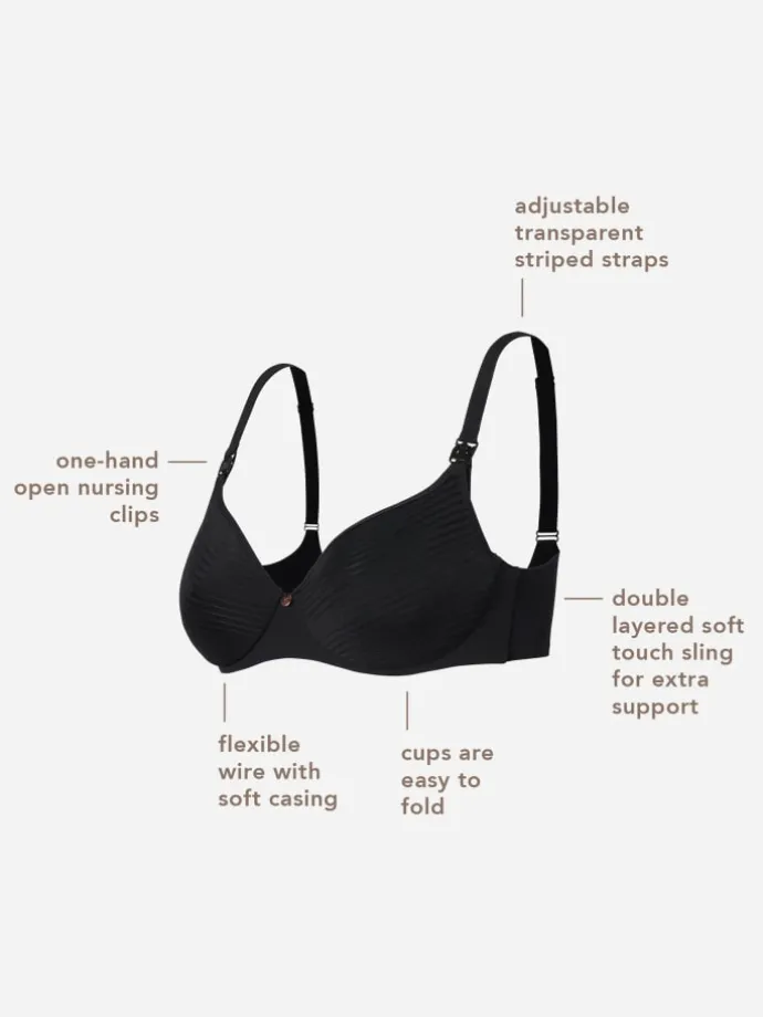 Gepolsterter Still-Bh Spacer Stripe Nursing Bra in Black