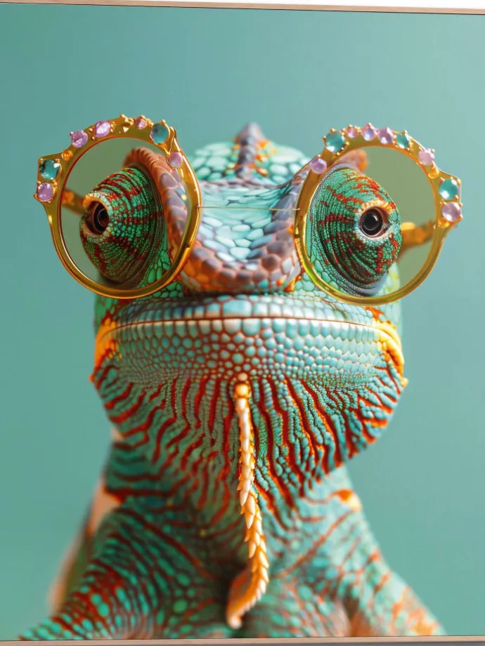 Gerahmter Kunstdruck "Karma Chameleon"