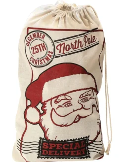 Geschenkesack "Santa Claus" in Beige/ Rot - (B)50 x (H)80 cm