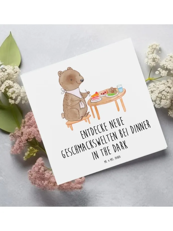 Geschenkkarte Dinner in the Dark mit Spruch in Weiß