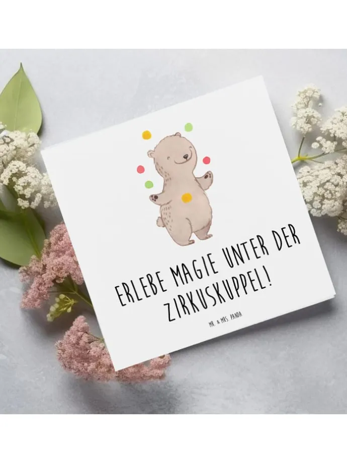 Geschenkkarte Magie Zirkusbesuch mit Spruch in Weiß