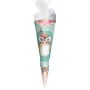 Geschenk-Schultüte klein Eule Lieselotte 50 cm, rund in Grün