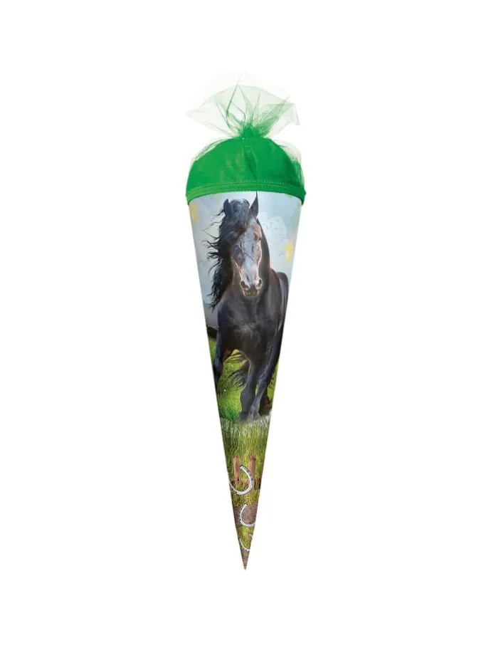 Geschenk-Schultüte klein Power Horse 50 cm, rund in Grün