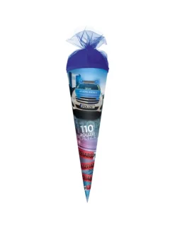 Geschenk-Schultüte klein Polizei 110 50 cm, rund in Blau
