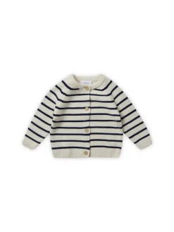 Gestreifte Strickjacke in weiß