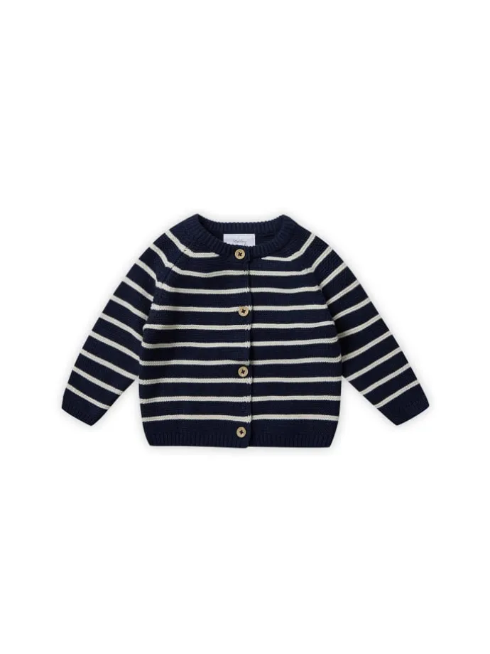 Gestreifte Strickjacke in blau