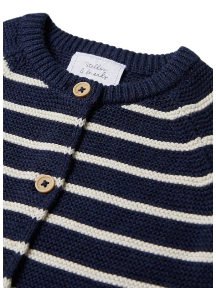 Gestreifte Strickjacke in blau