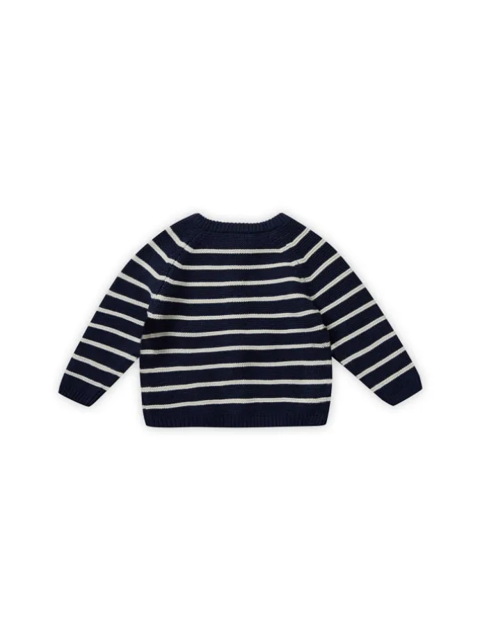 Gestreifte Strickjacke in blau