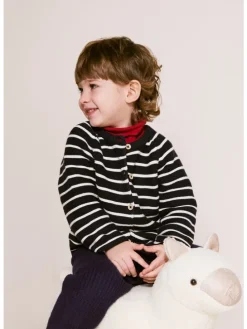 Gestreifte Strickjacke in blau