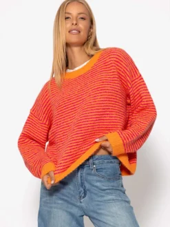 Gestreifter Pullover in Orange
