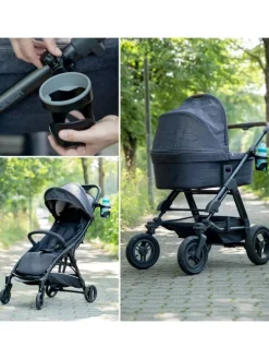 Getränkehalter für Buggy und Kinderwagen in schwarz,grau