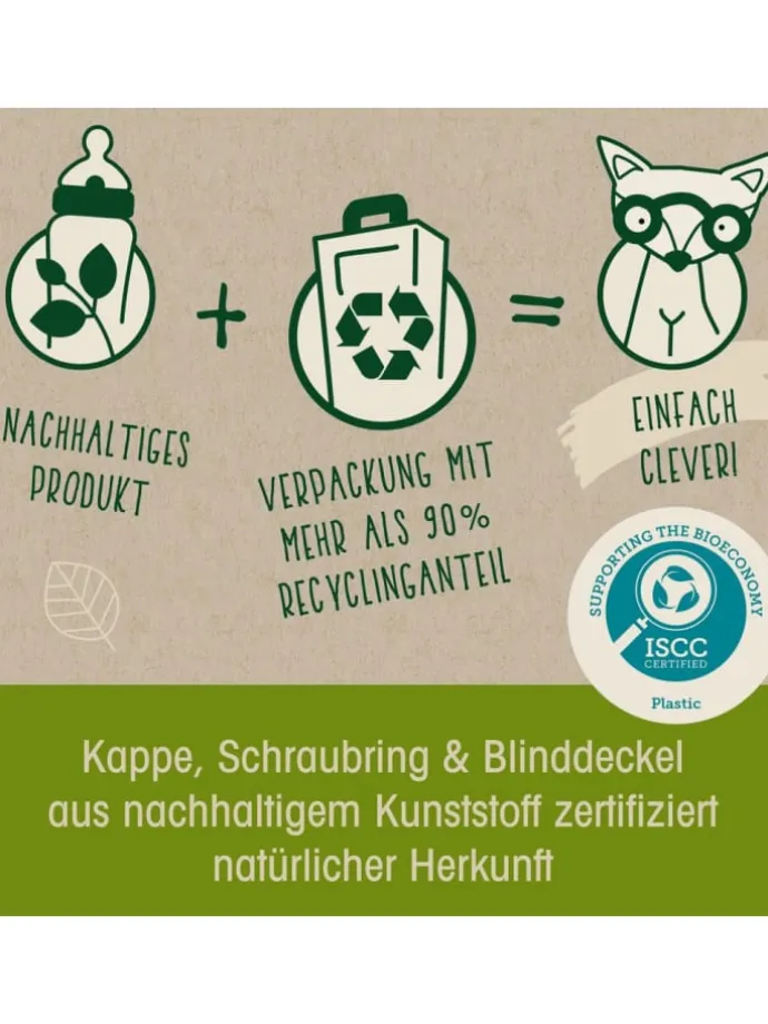 Glas-Flasche Cherry green 240 ml + Latex-Trinksauger in beige,motiv