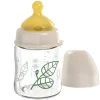 Glas-Flasche Cherry green 120 ml + Latex-Trinksauger in beige,motiv