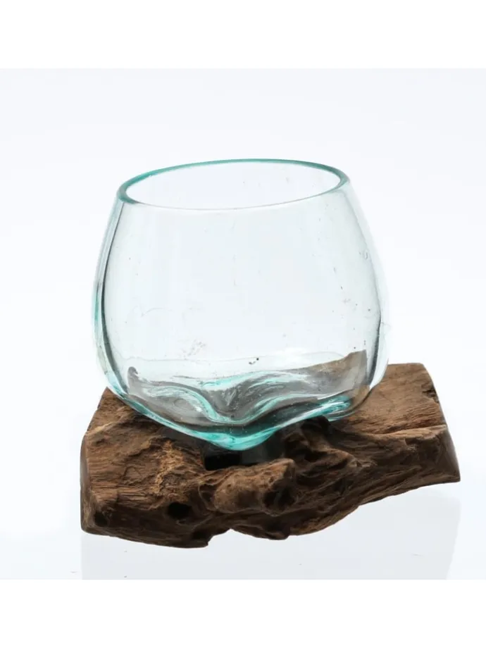 Glasschale Dekoschale Wurzelholz Unikat D: 14cm in natur