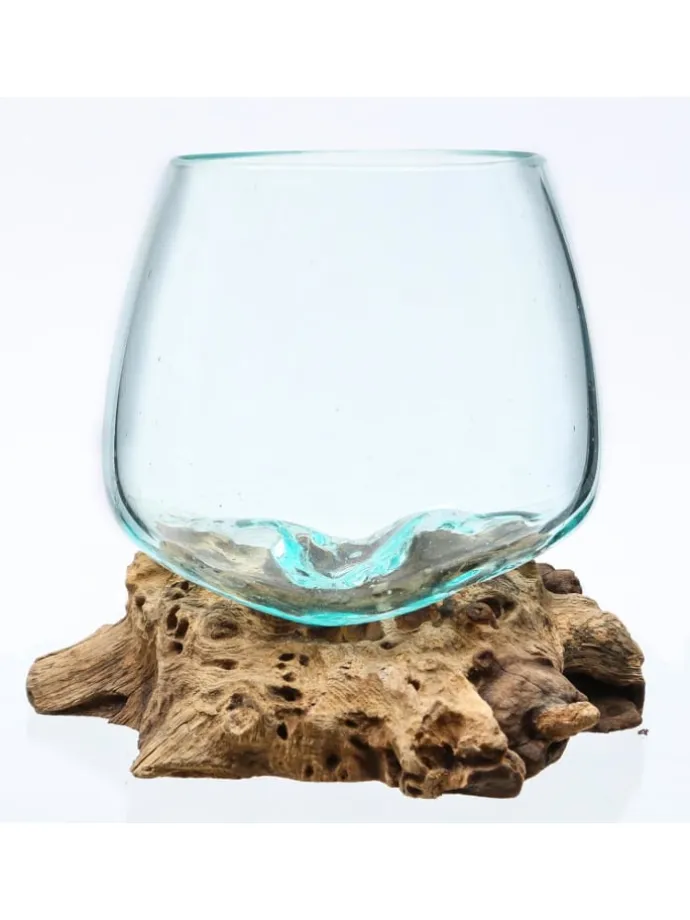 Glasschale Dekoschale Wurzelholz Unikat D: 15cm in natur