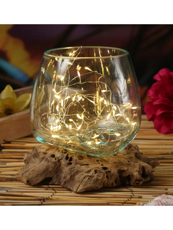 Glasschale Dekoschale Wurzelholz Unikat D: 15cm in natur