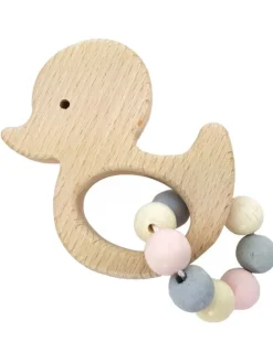 Greifrassel "Ente" in Natur/Rosa