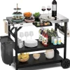 Grillwagen 3 Ablagen in Schwarz