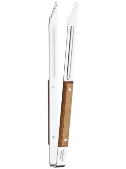 Grillzange in Silber/ Hellbraun - (L)37,5 cm