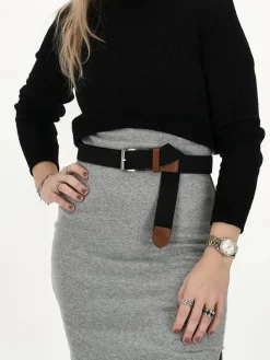 Gürtel "Santa Fe" in Schwarz/ Hellbraun - (L)100 cm