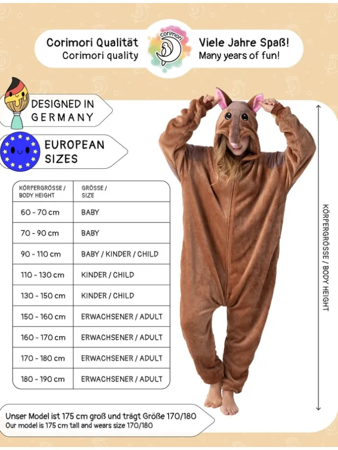 Gürteltier-Kostüm Fasching in Braun
