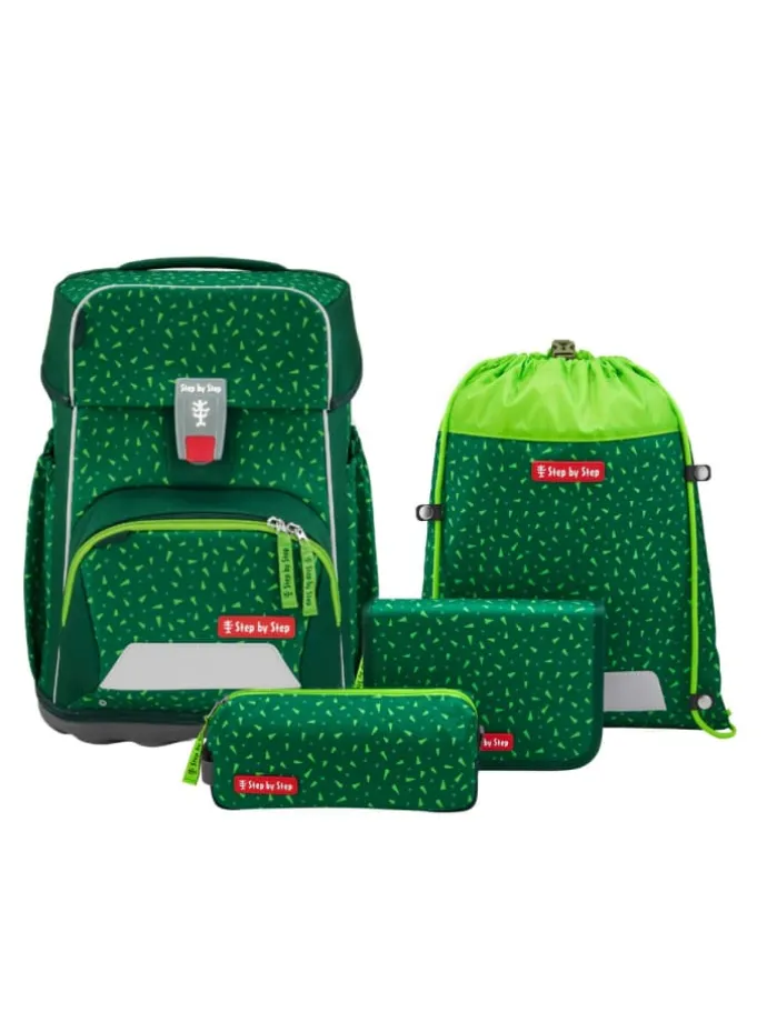 Grundschulranzen-Set BASIS "Green Graphics" 4-teilig in Grün