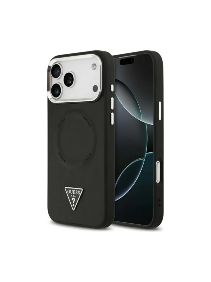 Guess Triangle Logo magnetisch Hülle iPhone 17 Pro Schwarz in Schwarz