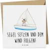 Gutschein Segelbootstour Abenteuer mit Spruch in Weiß