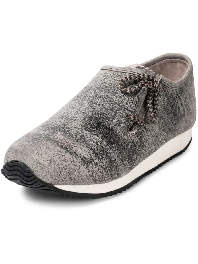 Haferlschuh Trachten Sneaker Schnürschuh Echtleder in Mitternachtsgrau