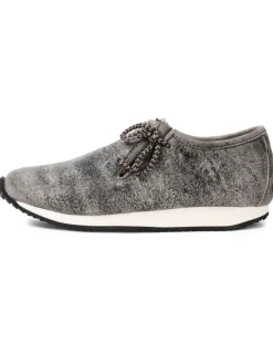 Haferlschuh Trachten Sneaker Schnürschuh Echtleder in Mitternachtsgrau