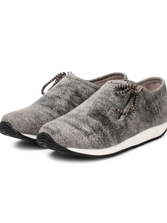 Haferlschuh Trachten Sneaker Schnürschuh Echtleder in Mitternachtsgrau