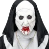 Halbmaske "HORRORNONNE MIT KOPFBEDECKUNG" in Weiß/ Schwarz