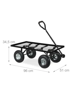 Handwagen in Schwarz - (B)51 x (H)34,5 x (T)96 cm