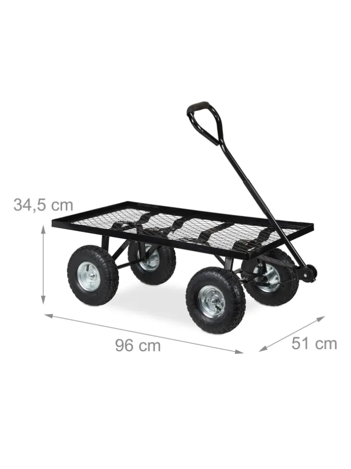 Handwagen in Schwarz - (B)51 x (H)34,5 x (T)96 cm