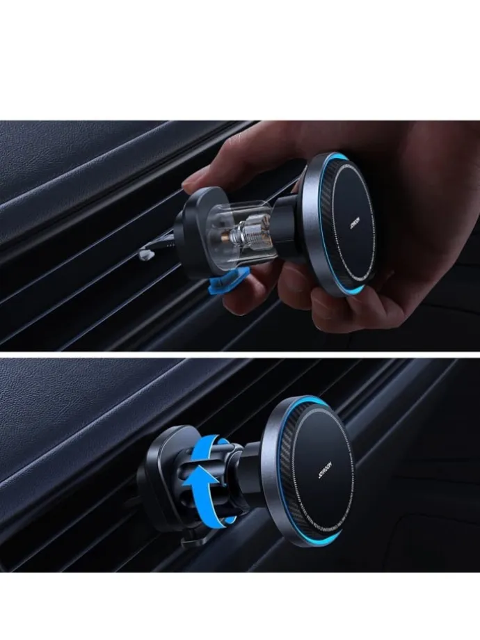 Handyhalterung mit induktivem Laden mit Lüftungsventilator – Schwarz