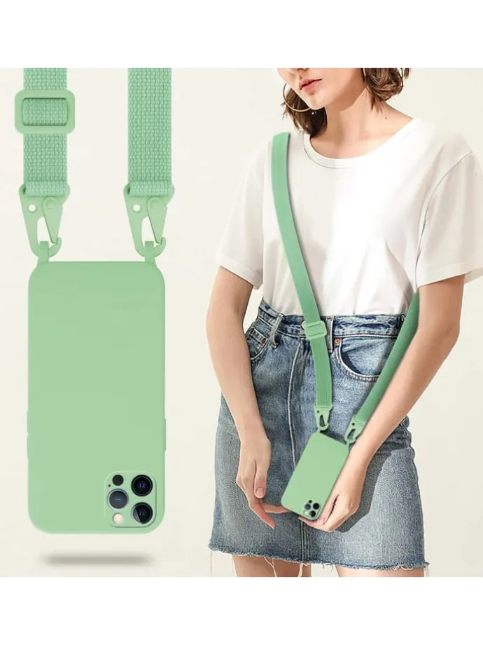 Handykette für Apple iPhone 12 / 12 PRO Hülle in LIQUID HELL GRÜN