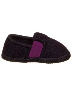 Hausschuhe "Bobby" in Schwarz/ Lila
