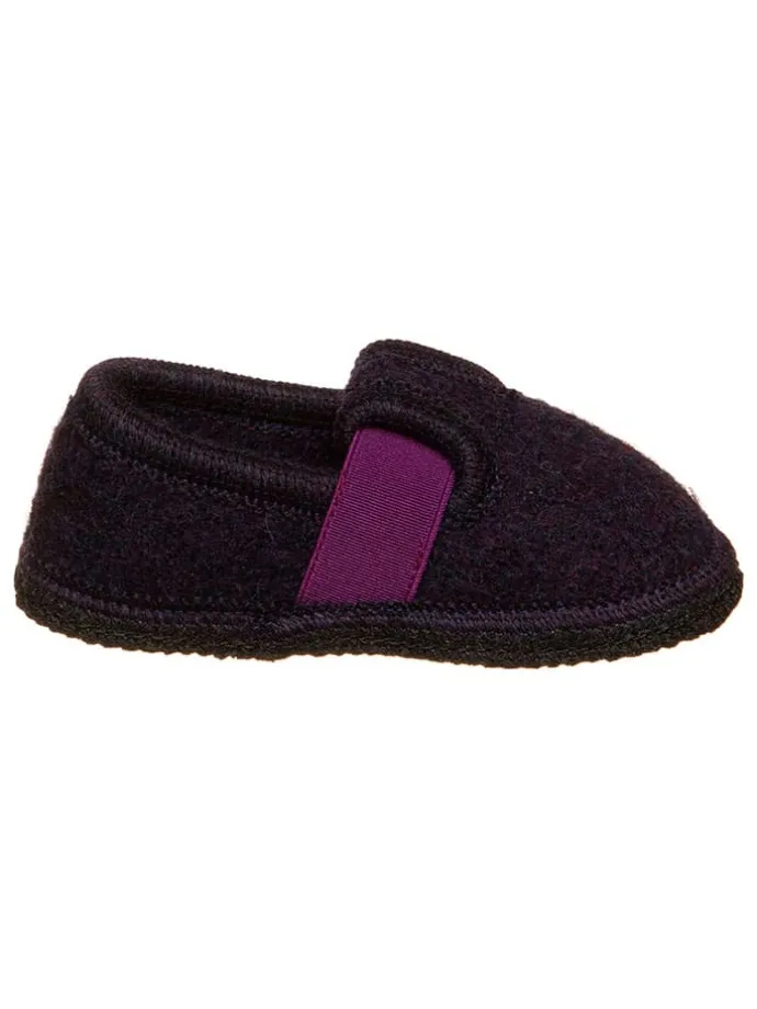 Hausschuhe "Bobby" in Schwarz/ Lila