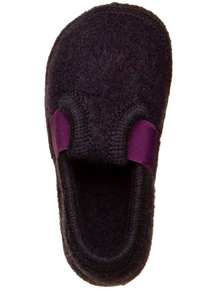 Hausschuhe "Bobby" in Schwarz/ Lila