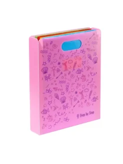 Heftbox mit Tragegriff, transparent, bis DIN A4, K in Pink