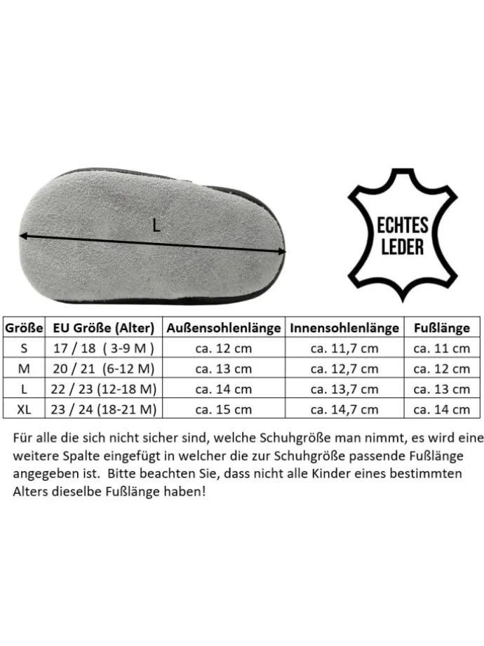 Hellgraue Krabbelschuhe aus Leder mit rutschfester Sohle – Wal-Muster