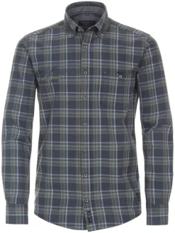 Hemd - Casual fit - in Dunkelblau/ Khaki
