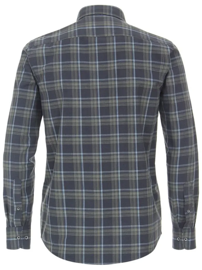 Hemd - Casual fit - in Dunkelblau/ Khaki