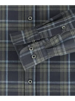 Hemd - Casual fit - in Dunkelblau/ Khaki