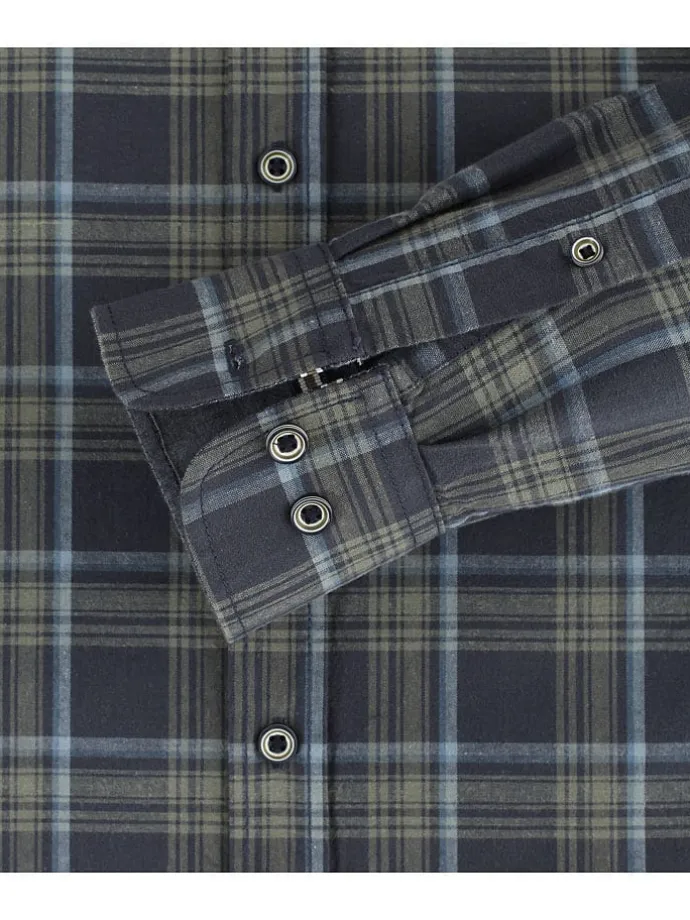 Hemd - Casual fit - in Dunkelblau/ Khaki
