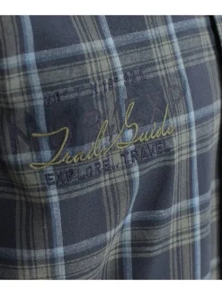 Hemd - Casual fit - in Dunkelblau/ Khaki